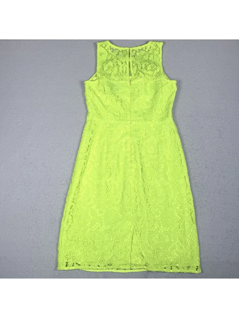 J Crew Collection Womens Floral Lace Sleeveless Sheath Dress Neon Yellow Size 6